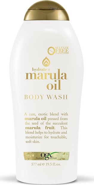 OGX Marula Oil Body Wash Moisturizing Body Wash Formulated for Dry Skin, Oily Skin, Normal Skin, Combination Skin with Marula Oil Silicone Free, 19.5 Fl Oz
