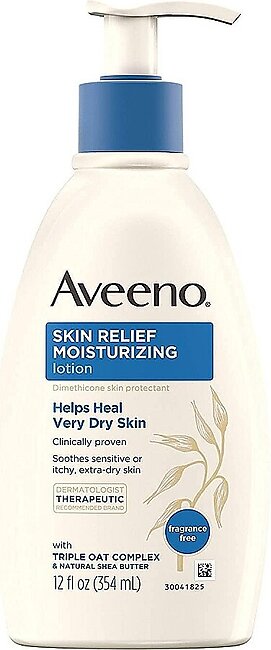 Aveeno Skin Relief Moisturizing Lotion with Coconut Scent & Triple Oat Complex, Dimethicone Skin Protectant for Sensitive & Extra-Dry Itchy Skin, 12 fl. oz (Pack of 2)