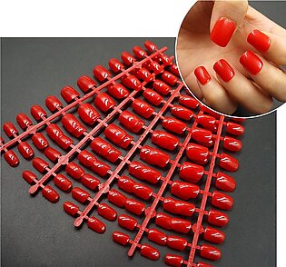 120 Pcs Red False Nail Tips Full Cover Short Stiletto Fake Nails Acrylic Gel Press on Nail