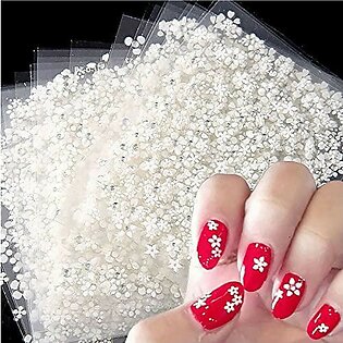 White Flower Nail Art Stickers 3D Self Adhesive Nail Decals Floral Nail Designs Nail Art Supplies Blossom Manicure Tips Accessories Nail Decoration Charms For Women Girls Kids Acrylic Nails 30Sheets