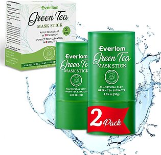 Everlom Green Tea Mask Stick, 2 Pack Purifying Clay, Oil Control Green Tea Face Mask, Facial Mask Stick, Deep Cleansing & Nourishing for All Skin Types
