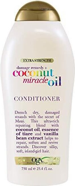 Ogx Extra Strength Damage Remedy + Coconut Miracle Oil Conditioner For Dry, Frizzy Or Coarse Hair, Hydrating & Flyaway Taming Conditioner, Paraben-Free, Sulfate-Free Surfactants, 25.4 Fl Oz