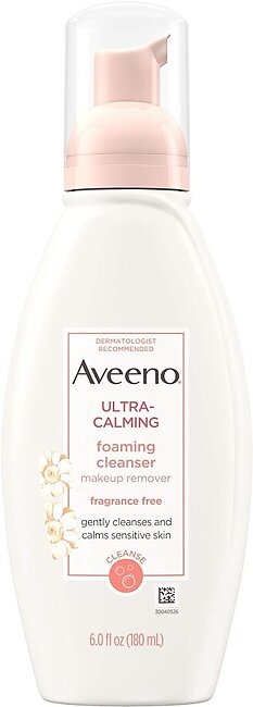 Aveeno Active Naturals Ultra-Calming Foaming Cleanser, Fragrance-Free, 6-Ounce Bottle (Pack of 3)