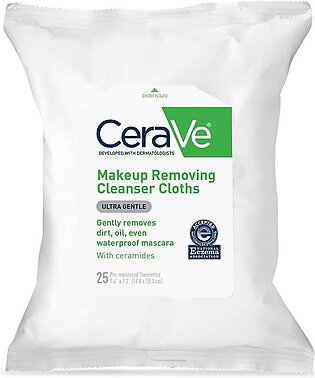 CeraVe Makeup Removing Cleanser Cloths | Makeup Wipes to Remove Dirt, Oil, & Waterproof Eye & Face Makeup | Fragrance Free | 25 Count