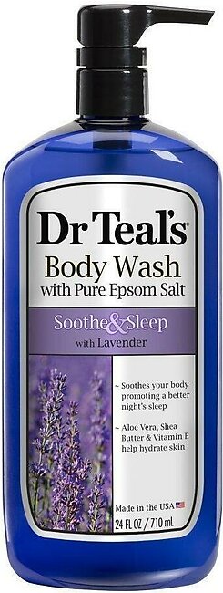 Dr Teal's Pure Epsom Salt Body Wash Soother & Moisturize With Lavender 24 oz (Pack of 4)