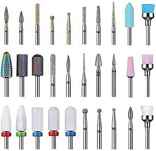 Nail Drill Bits Set, 332 Ceramic Tungsten Carbide Diamond Drill Kit,30Pcs Safety Professional Rotary Burrs Polish Nail File Bit For Acrylic Poly Nails Gel Cuticle Remover Electric Manicure Pedicure
