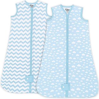 comfy cubs Sleep Bag, Sack for Baby, 2 Pack, Breathable Wearable Blanket Swaddle for Newborns and Toddlers, cute and comfortable Onesie, cotton Softness (Blue, X-Large)