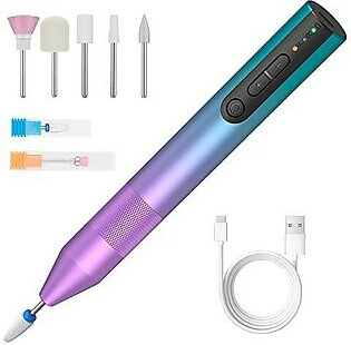 Cordless Electric Nail Drill, Acekool Rechargeable Nail Drill Machine For Acrylic Gel Nails, Portable Electric Nail File Kit With High-Grade Ceramic Bits For Home Salon Use(Gradient Purple)