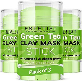 Green Tea Clay Mask Stick Set Purifying Face Mask Replenishing Moisture Deep Pore Cleanser Blackhead Remover Oil Control Skin Detoxifying Anti-Acne Treatment For All Skin Types Pack Of 3
