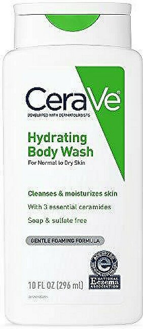 Cerave Body Wash For Dry Skin | Moisturizing Body Wash With Hyaluronic Acid And Ceramides | Paraben, Sulfate & Fragrance Free | 10 Ounce