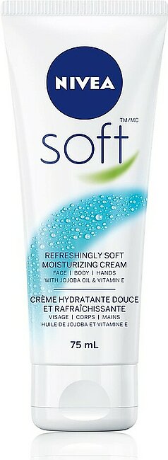 NIVEA Soft All-Purpose Moisturizing Cream (75 mL), Everyday Moisturizer and Hand Cream for Use After Hand Sanitizer or Hand Soap Light and Non-Greasy Formula