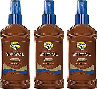 Banana Boat Deep Tanning Oil, Pump Sunscreen Spray with Coconut Oil, SPF 0, 8oz. (Pack of 3)