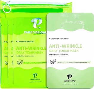 Paradisegal 10 Face Masks Korean Skin Care - Anti-Wrinkle Collagen Infuser With Green Tea, Glutathione, Niacinamide, Ceramide Best Face Mask Skin Care For All Skin Types (Anti-Wrinkle)