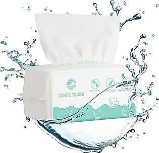 Tahoe Trails Disposable Face Towel, Soft Dry Wipe, Lint Free, Dry Wet Use For Sensitive Skin, 80Count Cotton Facial Tissue, Makeup Removing, Surface Cleaning 591*787Inch, 80