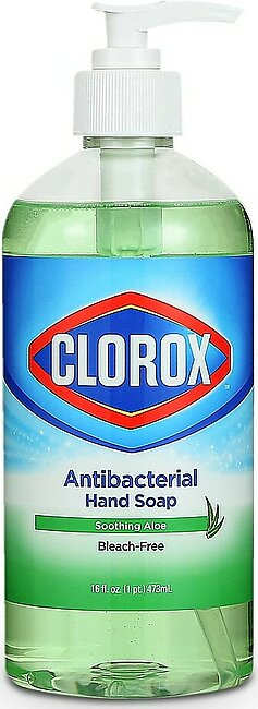 Clorox Liquid Hand Soap Pump - 16 Oz Soothing Aloe Antibacterial Hand Soap - Liquid Hand Soap Eliminates Dirt, Soft On Hands Tough On Dirt - Clorox Hand Soap, Bathroom Hand Soap, Kitchen Soap