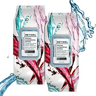 Face Wipes Retinol Facial cleansing and gentle Make Up Remover Wipes - 2 Pack (50 count Each) Body Prescriptions