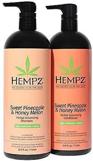Hempz Sweet Pineapple & Honey Melon Herbal Shampoo & Conditioner Liters, 338 Fl Oz Duo Set