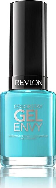 Revlon ColorStay Gel Envy Longwear Nail Polish, with Built-in Base Coat & Glossy Shine Finish, in Blue/Green, 320 Full House, 0.4 oz
