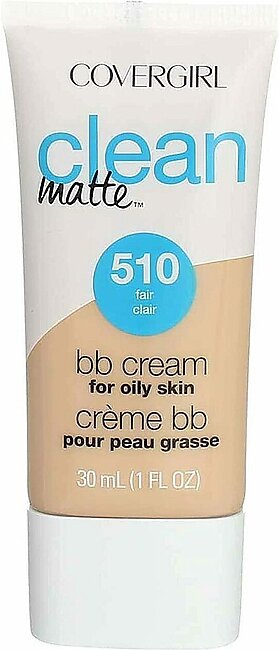 COVERGIRL Clean Matte BB Cream For Oily Skin, Fair 510, (Packaging May Vary) Water-Based Oil-Free Matte Finish BB Cream, 1 Fl Oz (1 Count)