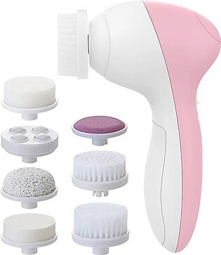 Facial Cleansing Brush Face Scrubber Exfoliator Wash Cleansing Exfoliating Powered Electric Brushes Spin Cleanser Cleaning Scrub Oily Mixed Normal Dry Skin Including 7 Heads (Rose Quartz)