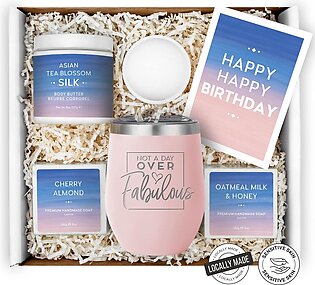 Birthday Gifts For Women - Relaxing Spa Gift Box Basket For Wife Mom Sister Girlfriend Best Friend Mother - Bday Gifts Set Blush Tumbler - Basket Care Package Present For Her Happy Birthday