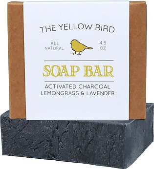 The Yellow Bird Natural Charcoal Soap Bar for Face, Body, Acne, and Sensitive Skin