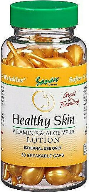 Healthy Skin Vitamin E & Aloe Vera - Skin Care Lotion - 60 Breakable Caps (1 Pack)