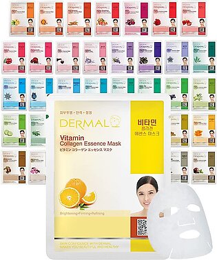 DERMAL 39 Combo Pack Collagen Essence Full Face Facial Mask Sheet - The Ultimate Supreme Collection for Every Skin Condition Day to Day Skin Concerns. Nature made Freshly packed Korean Face Mask