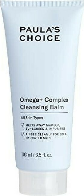 Paulas Choice Omega Complex Cleansing Balm, Double Cleanse Face Wash & Daily Makeup Remover, Suitable For Dry & Sensitive Skin, Mineral Oil-Free, Paraben-Free & Fragrance-Free, 35 Fl Oz