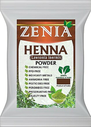 Zenia 100% Pure & Natural Henna Powder (Lawsonia Inermis) | 100 grams (3.5 oz) | Orange-Red Hair Color | Triple Sifted | Fresh from Rajasthan | No Chemicals, No Additives