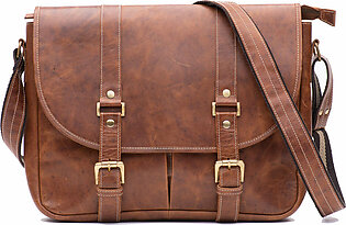 Men's Vintage Tan oiled leather Satchel Bag