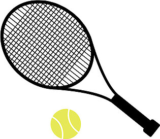 Blue Tennis Ball and Tennis Racket Throw Pillow