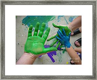 Parents and Child Paint Hands Framed Print