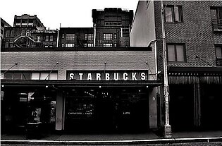 Original Starbucks Black And White Throw Pillow