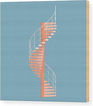 Helical Stairs Wood Print