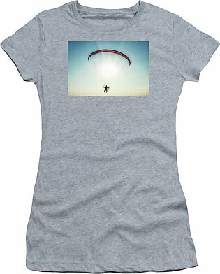 Paraglider in the air, beautiful blue sky in the background. Women's T-Shirt