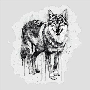 Alpha Wolf Black and White Sticker