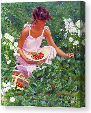 Picking Strawberries Canvas Print