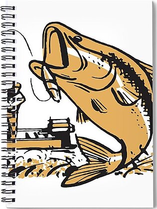 Man Fishing off Dock Catches a Big One Spiral Notebook