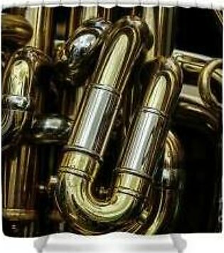 Detail of the brass pipes of a tuba #1 Shower Curtain
