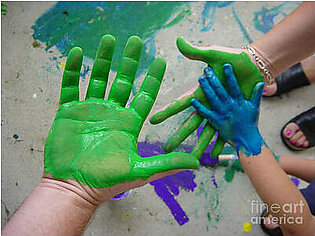 Parents and Child Paint Hands Art Print