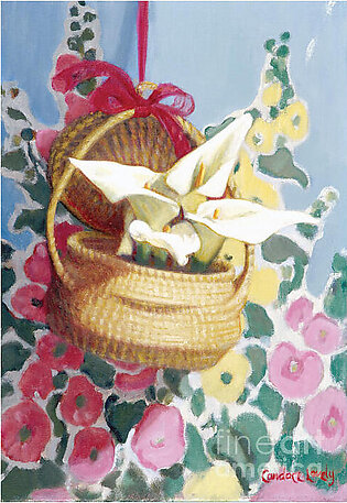 Sweetgrass Basket with Lilies Fleece Blanket