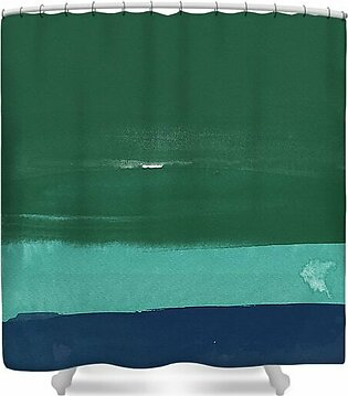 Abstract Green and Blue Watercolor Shower Curtain