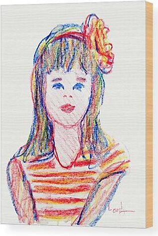 Girl in Crayons Wood Print