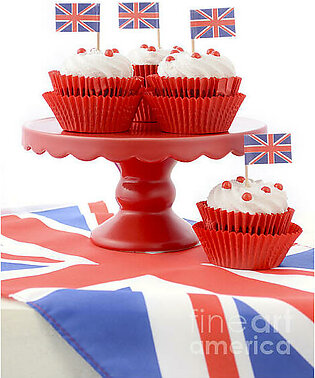 British Cupcakes with Union Jack Flags Yoga Mat