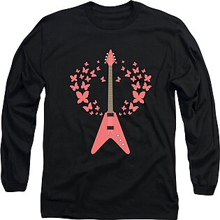 Pink Rock Guitar Cool RockNRoll For Rock Girls Long Sleeve T-Shirt