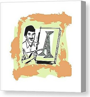 Man Painting the Letter A Canvas Print