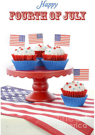 Happy Fourth of July Cupcakes on Red Stand #2 Yoga Mat