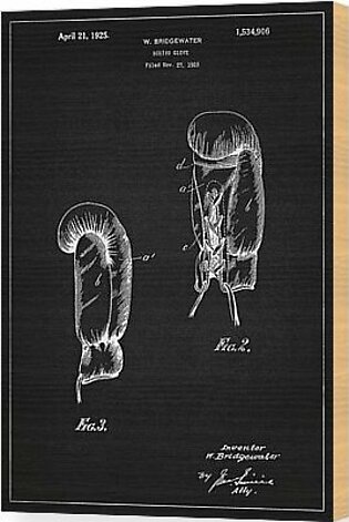 Pp517-vintage Black Boxing Glove 1925 Patent Poster Wood Print