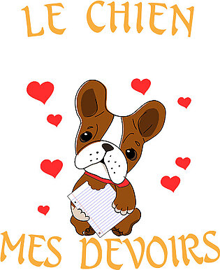 French Dog Ate My Homework - Chien Mes Devoirs Fleece Blanket